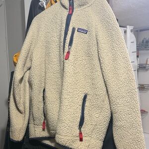 Patagonia Off-White Fleece with Red and Blue Details